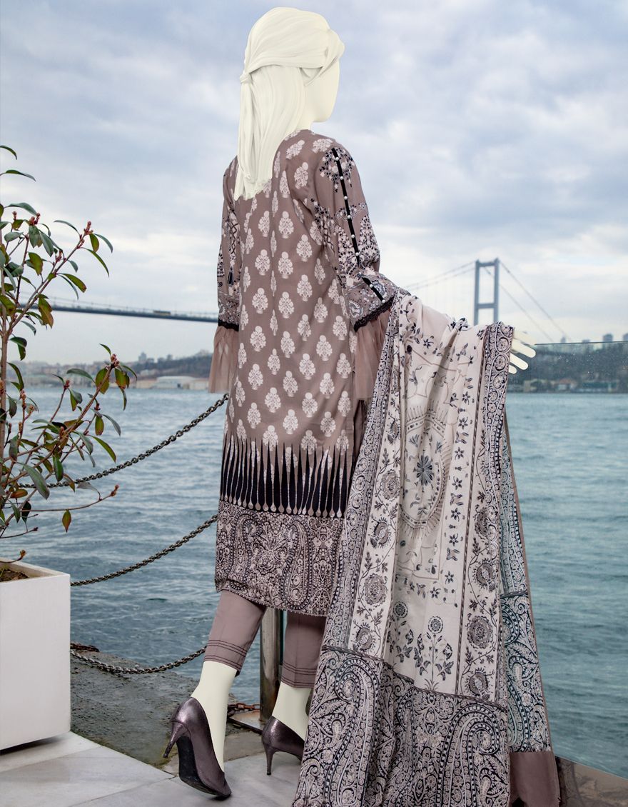 BROWN LAWN 3PC UNSTITCHED | JLAWN-S-US-21-186 AMARE - Image 3