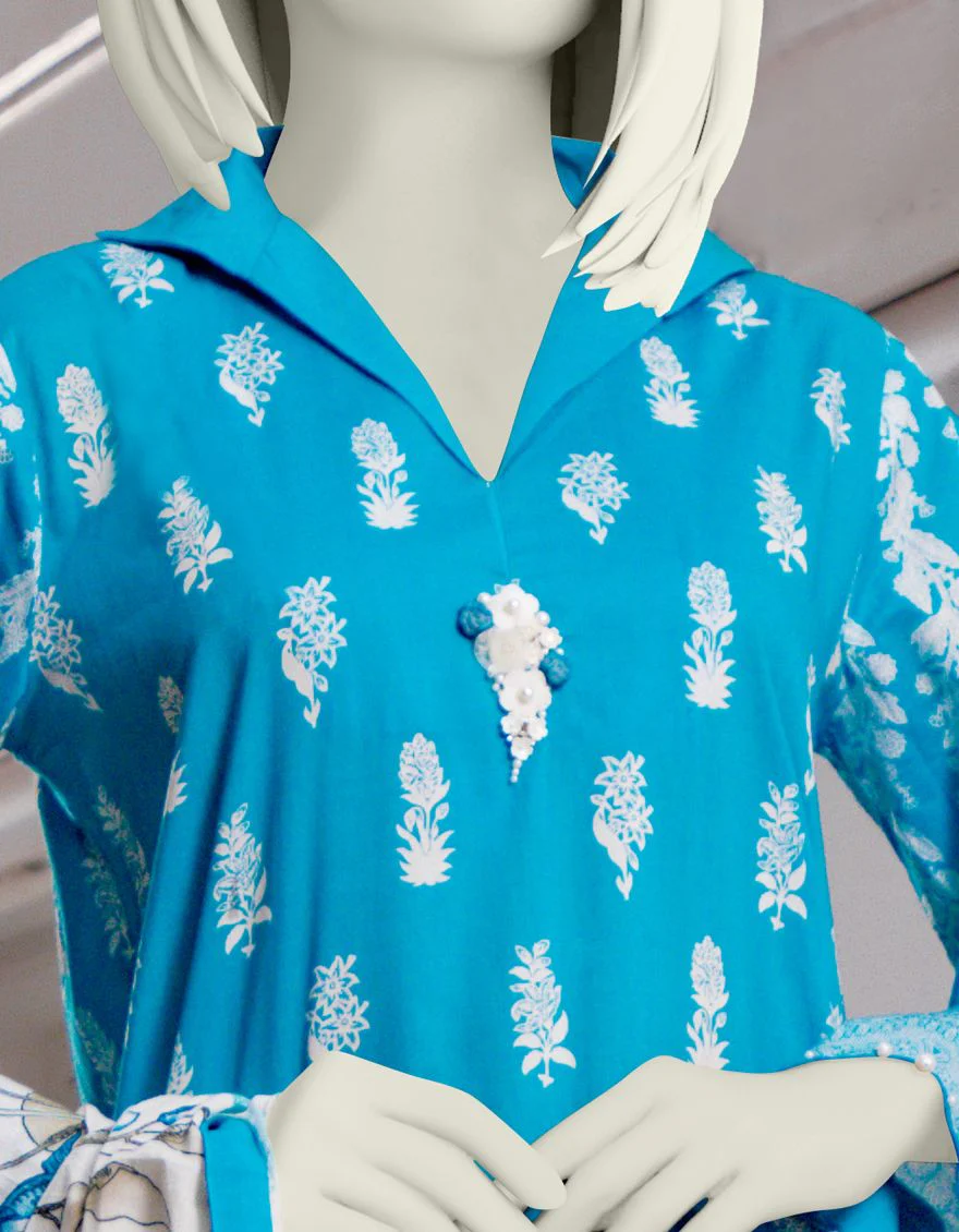 BLUE LAWN 3PC UNSTITCHED | JLAWN-S-US-21-187 MANELI - Image 2