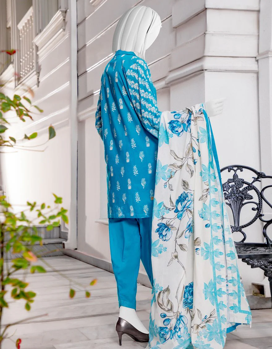 BLUE LAWN 3PC UNSTITCHED | JLAWN-S-US-21-187 MANELI - Image 3