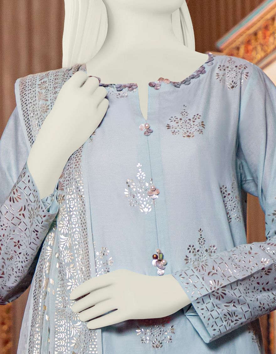 ICE BLUE LAWN 3PC UNSTITCHED | JLAWN-S-US-21-188 LEMI - Image 3