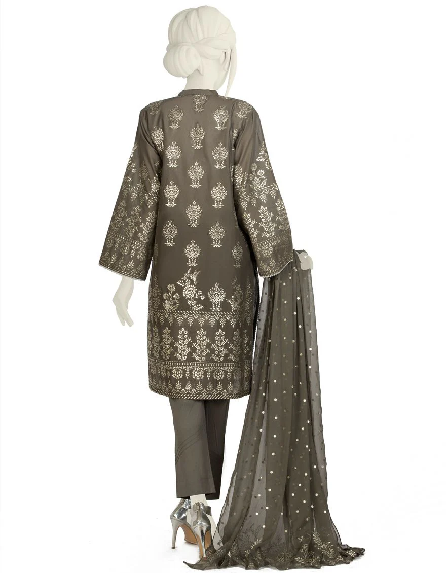 GREY LAWN 3PC UNSTITCHED | JLAWN-S-US-21-189 FRENCH LACE - Image 3