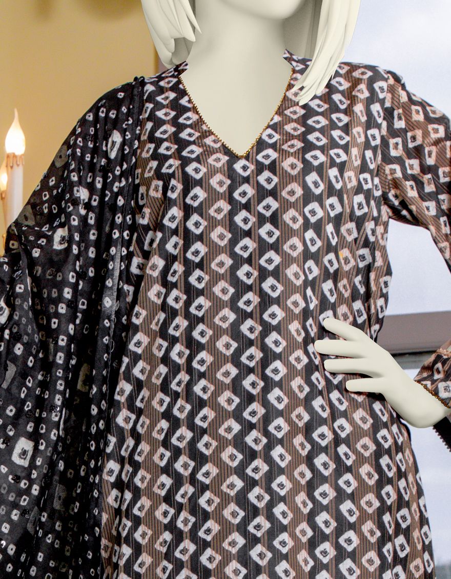 BLACK LAWN 3PC UNSTITCHED | JLAWN-S-US-21-194 KWAME - Image 2
