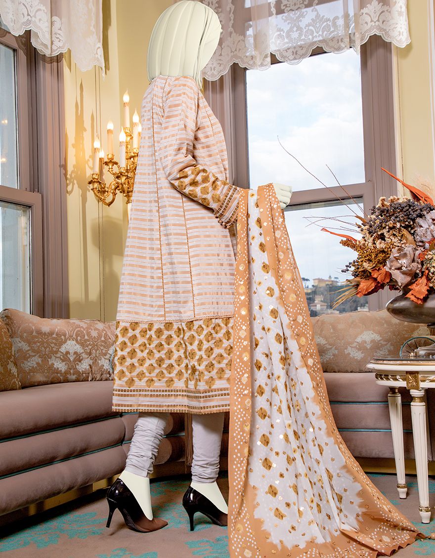 WHITE-GOLD ZARI 3PC UNSTITCHED | JLAWN-S-US-21-196 PENHAN - Image 2