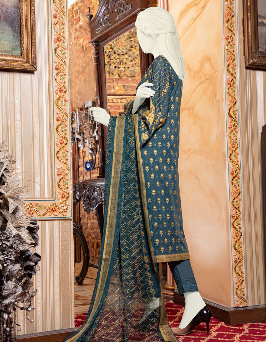 MAHNDI GREEN LAWN 3PC UNSTITCHED | JLAWN-S-US-21-201 INDAH - Image 3