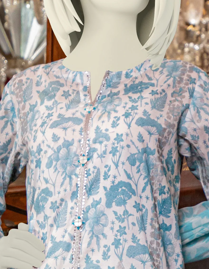 BLUE LAWN 3PC UNSTITCHED | JLAWN-S-US-21-203 EKON - Image 2