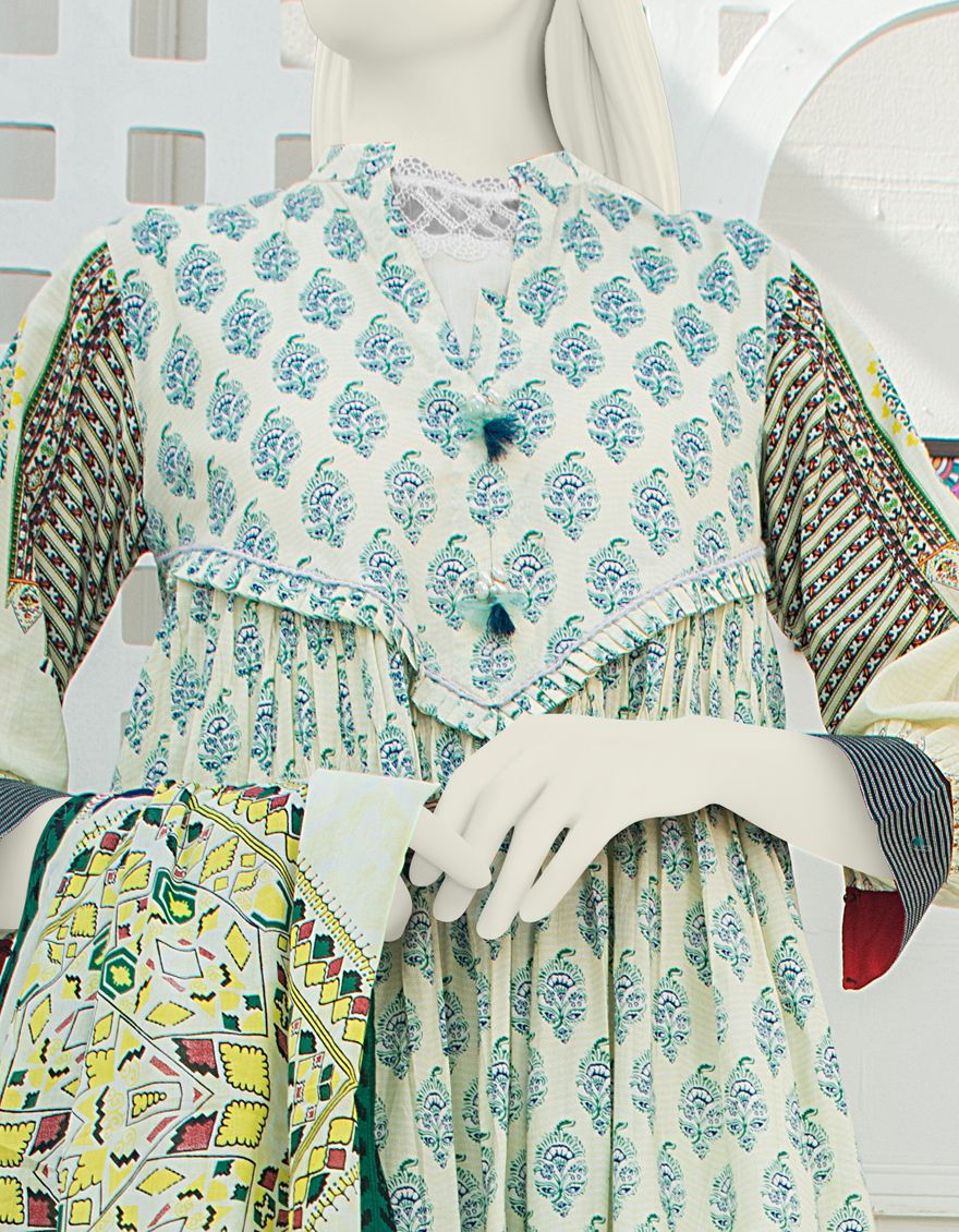 CREAM YELLOW LAWN 3PC UNSTITCHED | JLAWN-S-US-21-210 RUBY - Image 2