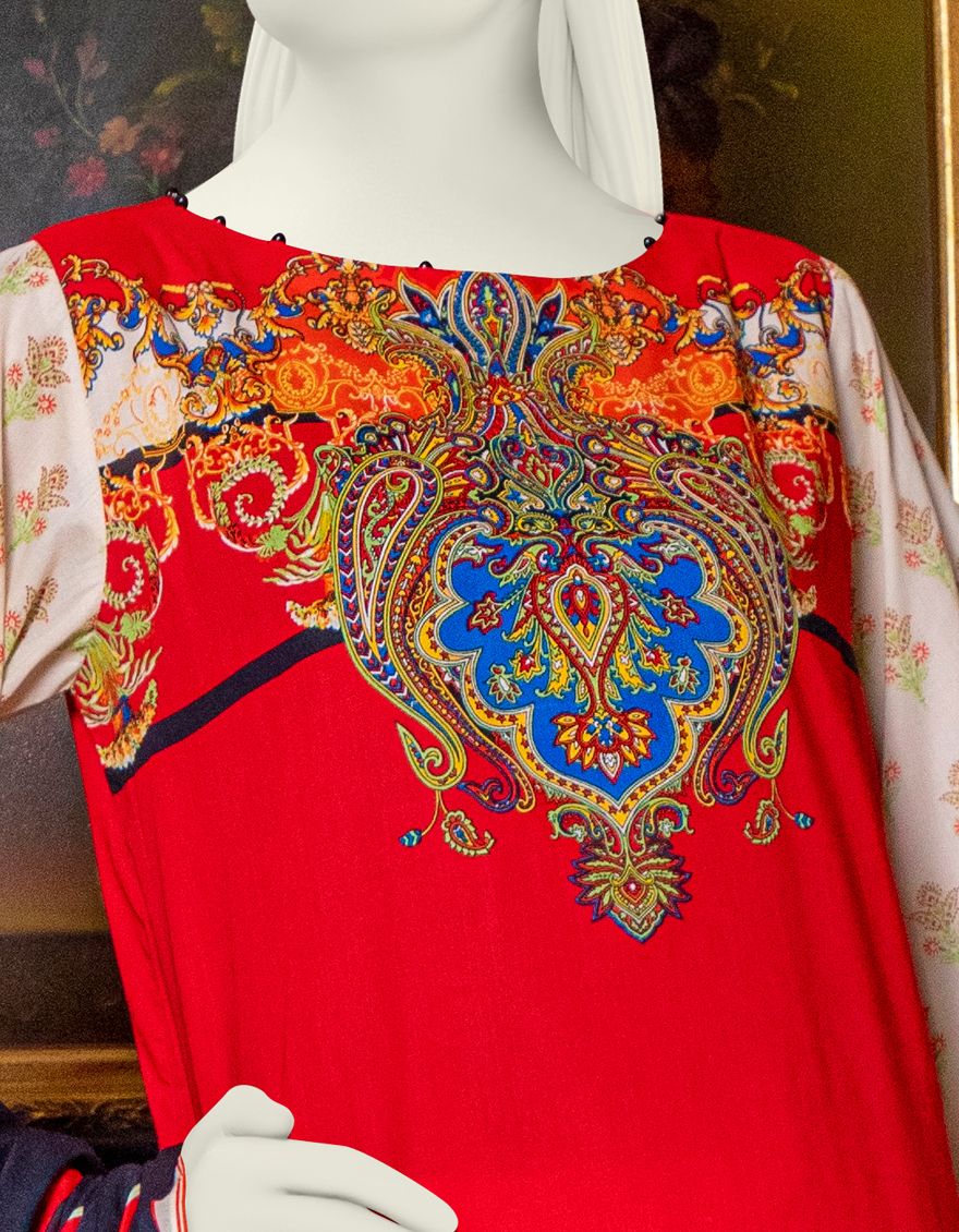 RED LAWN 3PC UNSTITCHED | JLAWN-S-US-21-211 MAGICAL - Image 2