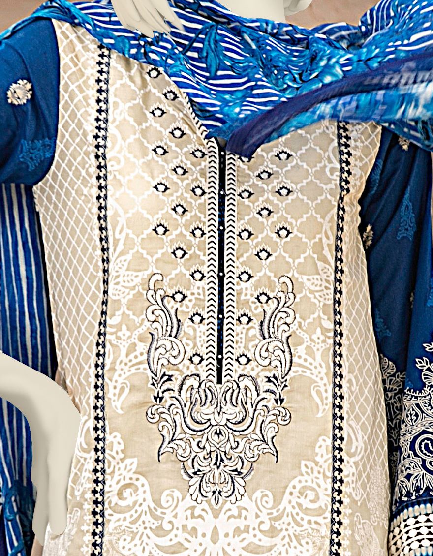 WHITE-BLUE LAWN 3PC UNSTITCHED | JLAWN-S-US-21-212 PURITY - Image 2