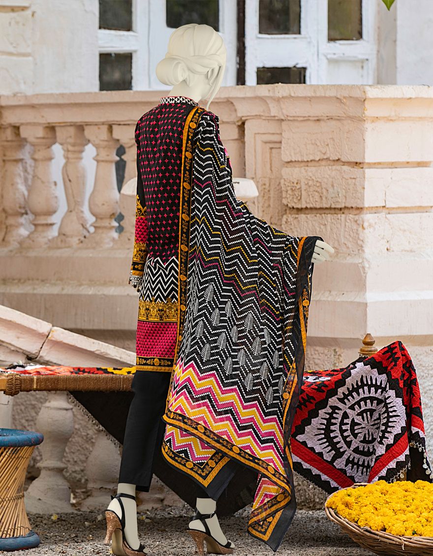 BLACK LAWN 3PC UNSTITCHED | JLAWN-S-US-21-214 BLINKING FLORAL - Image 2