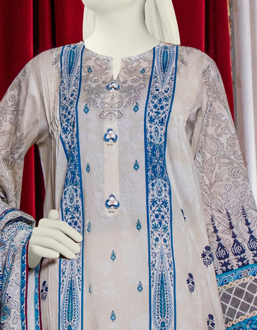 OFF WHITE LAWN 3PC UNSTITCHED | JLAWN-S-US-21-217 VETTORIALI - Image 2