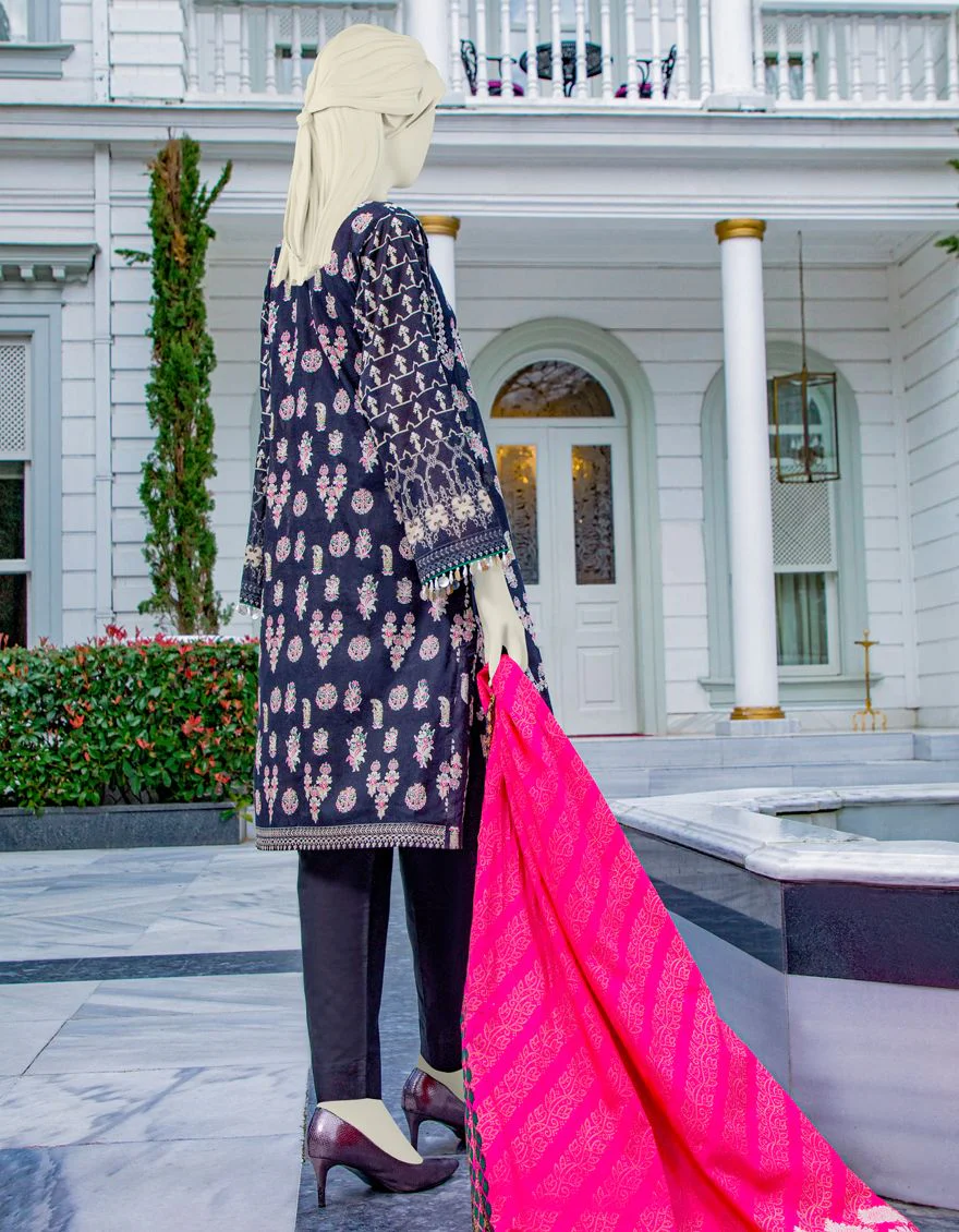 BLACK LAWN 3PC UNSTITCHED | JLAWN-S-US-21-219 ETHNIC JEWEL - Image 3