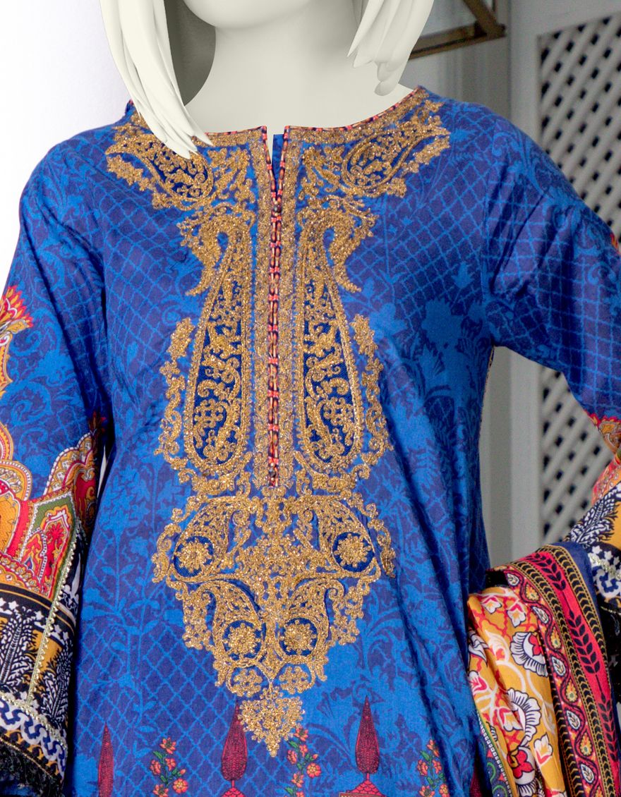BLUE LAWN 3PC UNSTITCHED | JLAWN-S-US-21-219 VICTORIA - Image 2