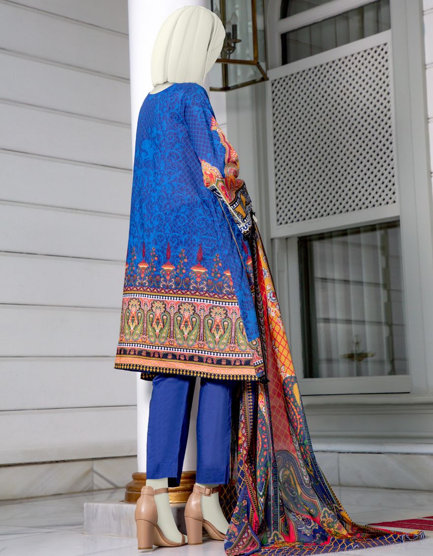 BLUE LAWN 3PC UNSTITCHED | JLAWN-S-US-21-219 VICTORIA - Image 3