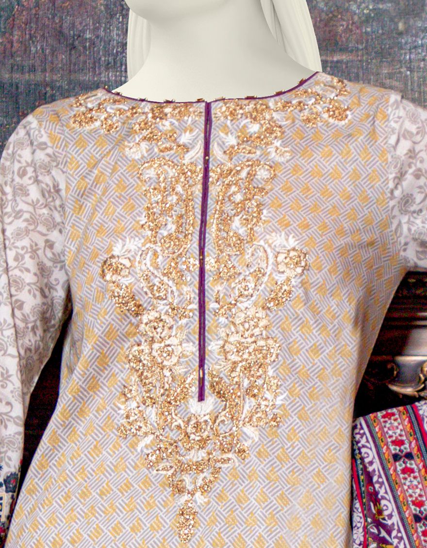 GREY LAWN 3PC UNSTITCHED | JLAWN-S-US-21-221 IMAYA - Image 2