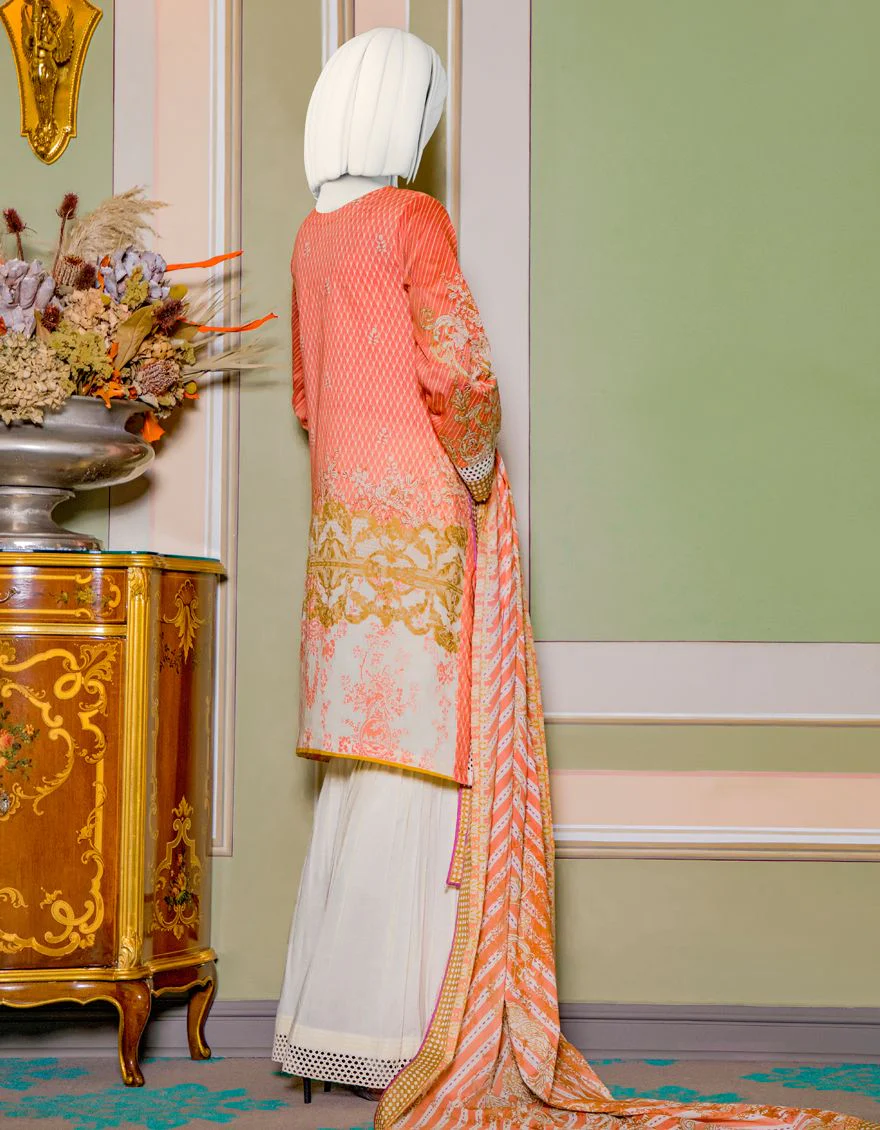 PEACH LAWN 3PC UNSTITCHED | JLAWN-S-US-21-222 PEACH DUST - Image 2