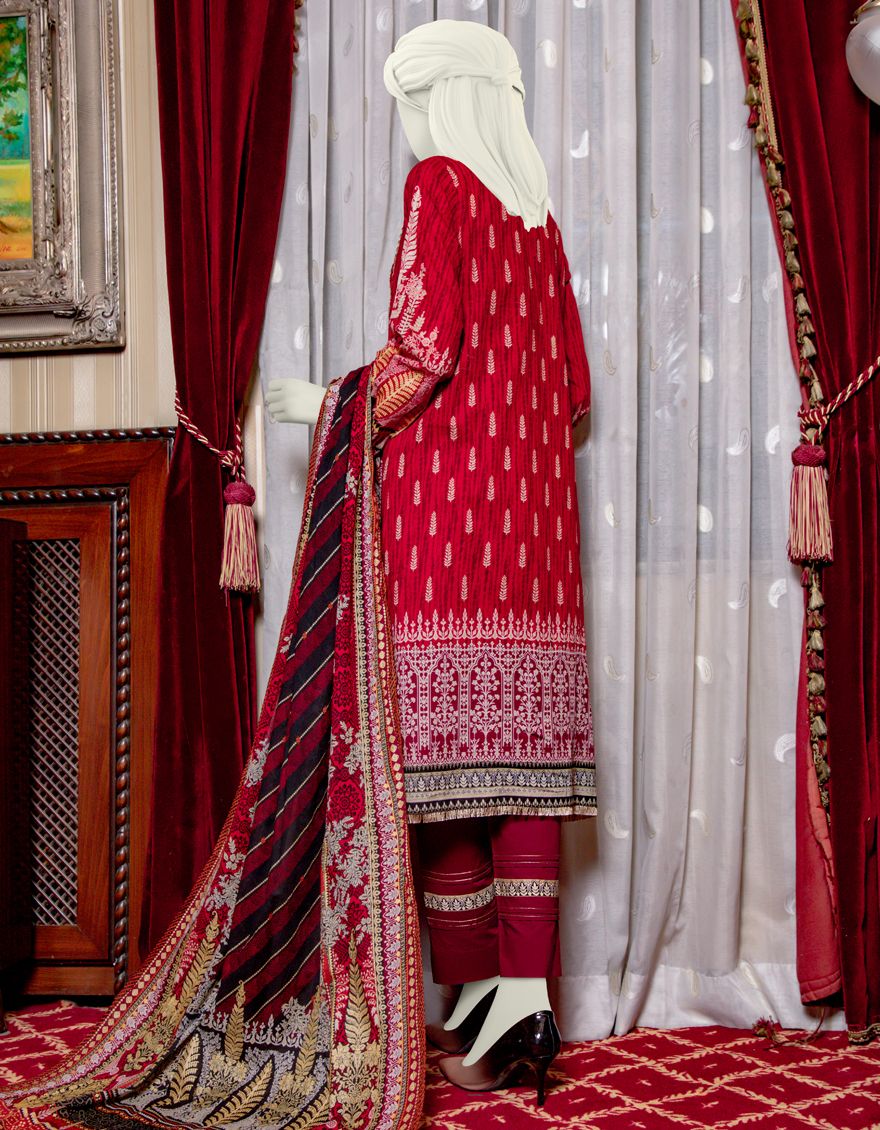 RED LAWN 3PC UNSTITCHED | JLAWN-S-US-21-223 SKY WAY - Image 3