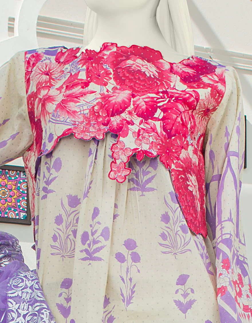 LILAC CREAM LAWN 3PC UNSTITCHED | JLAWN-S-US-21-226 GUAHAR - Image 2