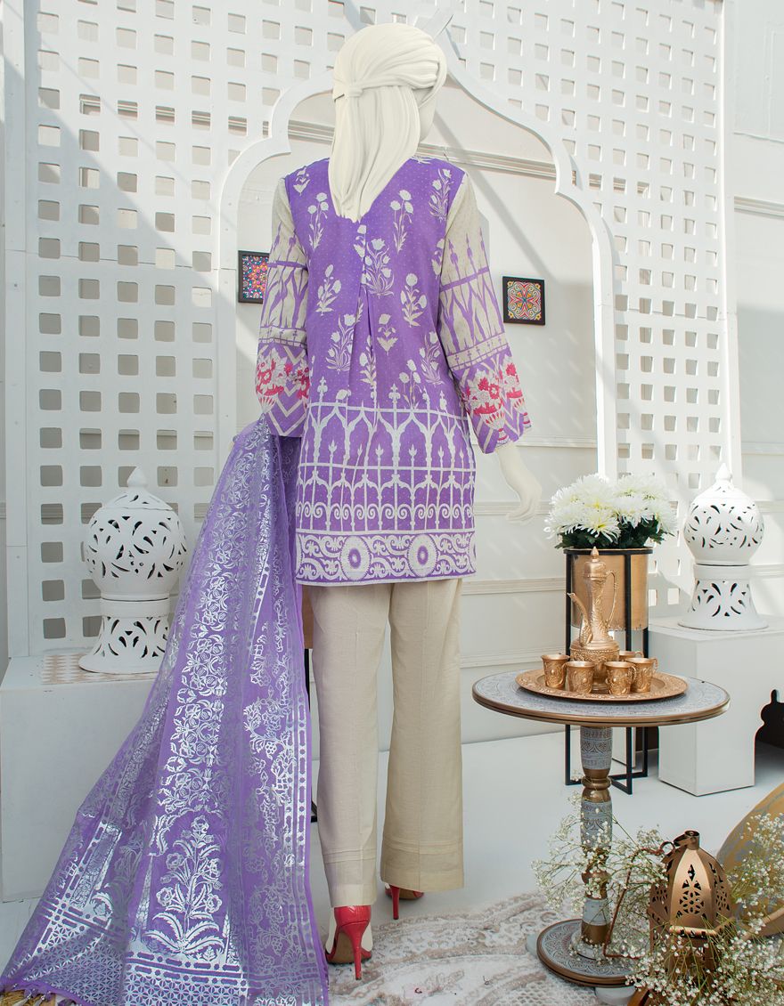 LILAC CREAM LAWN 3PC UNSTITCHED | JLAWN-S-US-21-226 GUAHAR - Image 3