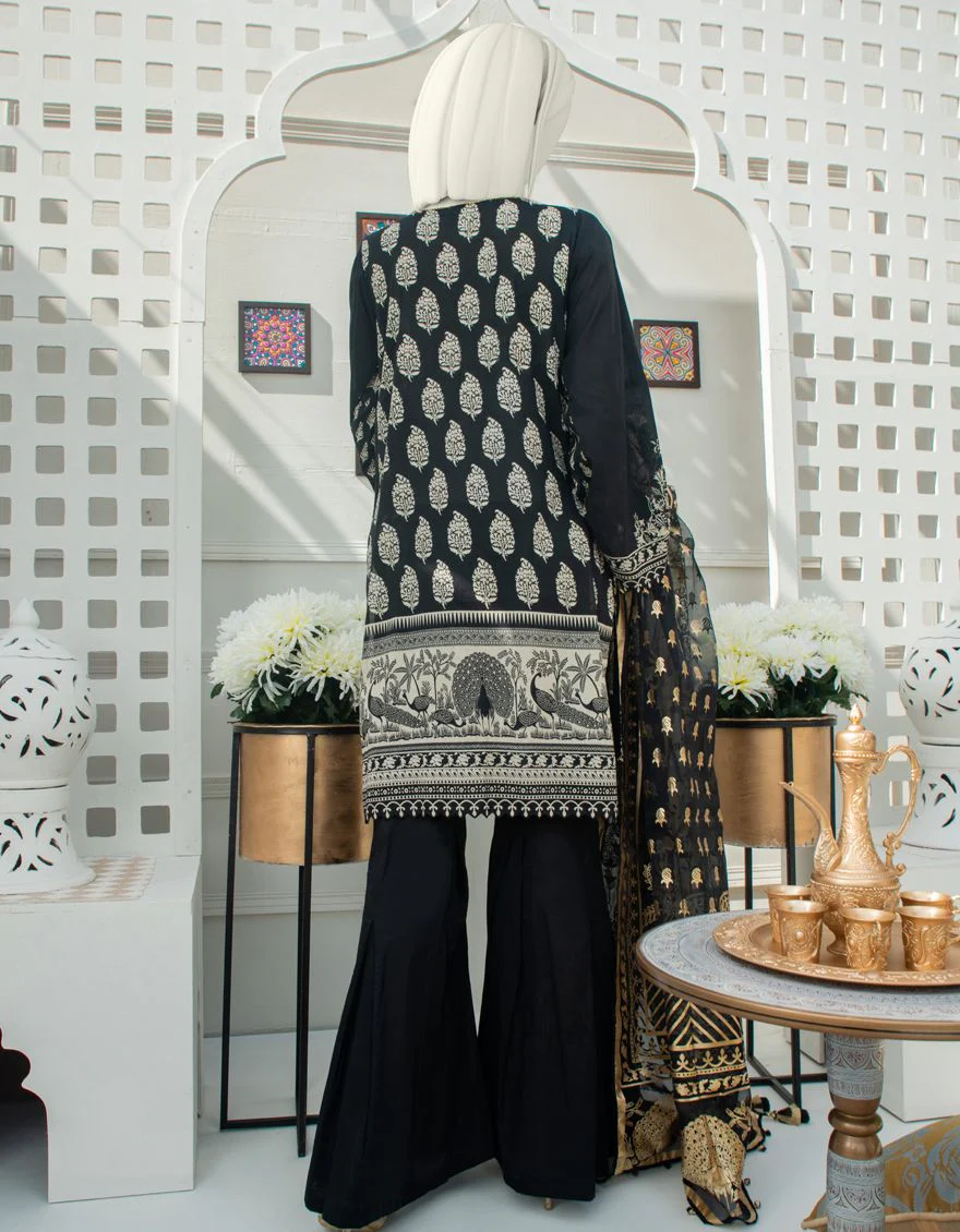 BLACK LAWN 3PC UNSTITCHED | JLAWN-S-US-21-228 QAREENY - Image 3