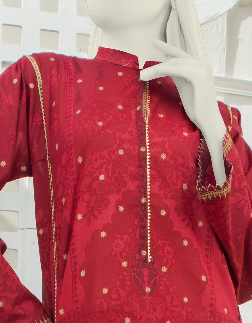 MAROON-RED LAWN 3PC UNSTITCHED | JLAWN-S-US-21-229 VOVA - Image 2