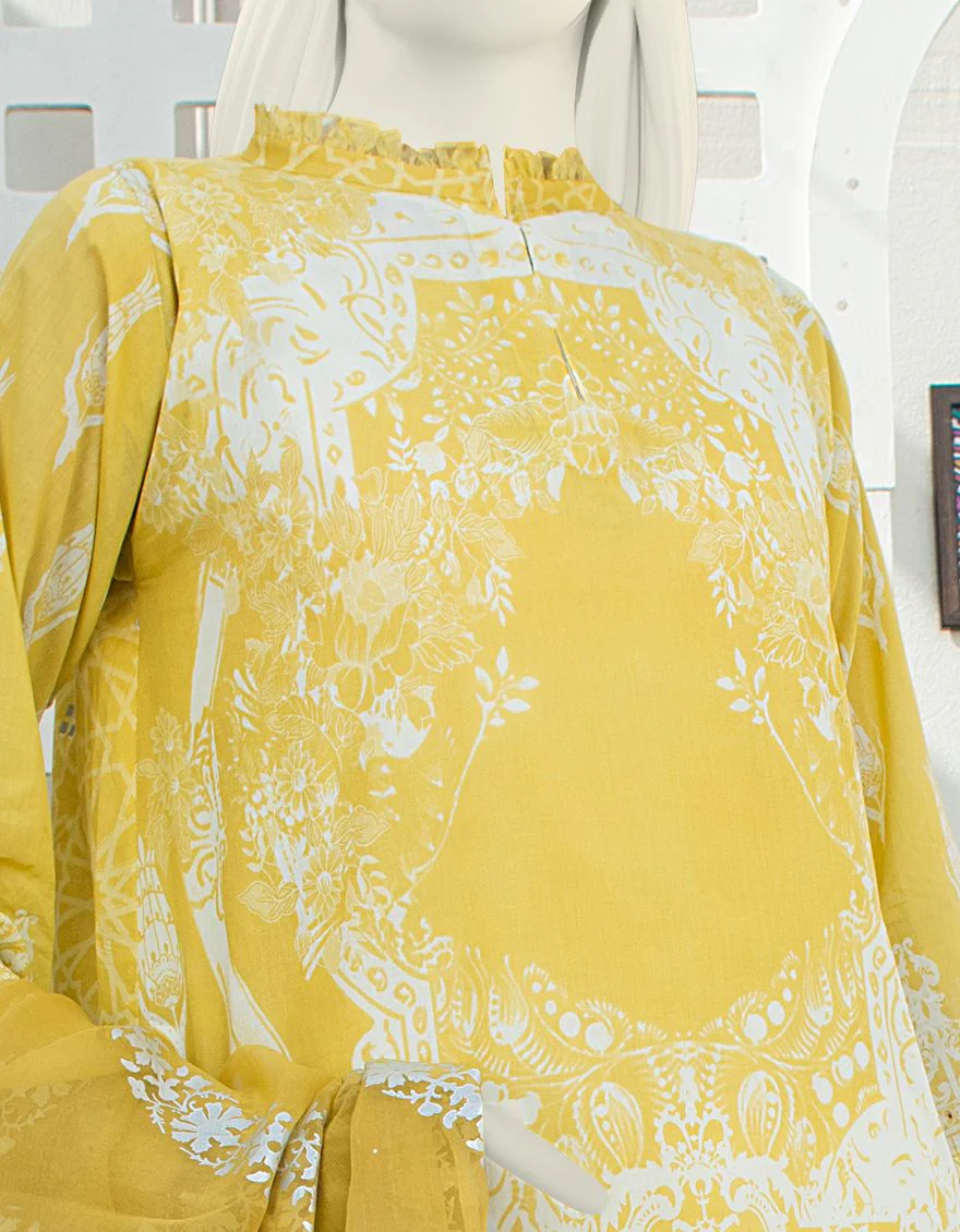 YELLOW LAWN 3PC UNSTITCHED | JLAWN-S-US-21-231 TARZ - Image 2