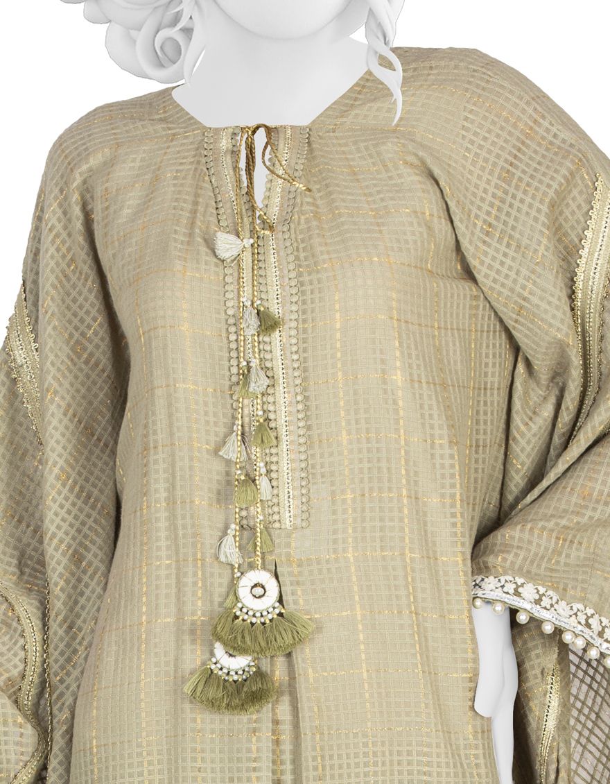 OLIVE GREEN LAWN 3PC UNSTITCHED | JLAWN-S-US-21-232 MAHTAAB - Image 2