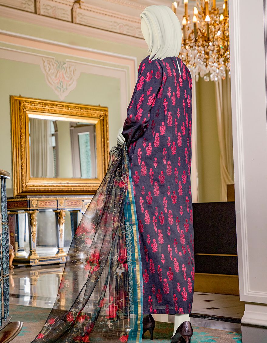 RED-BLACK LAWN 3PC UNSTITCHED | JLAWN-S-US-21-242 MUGE - Image 2