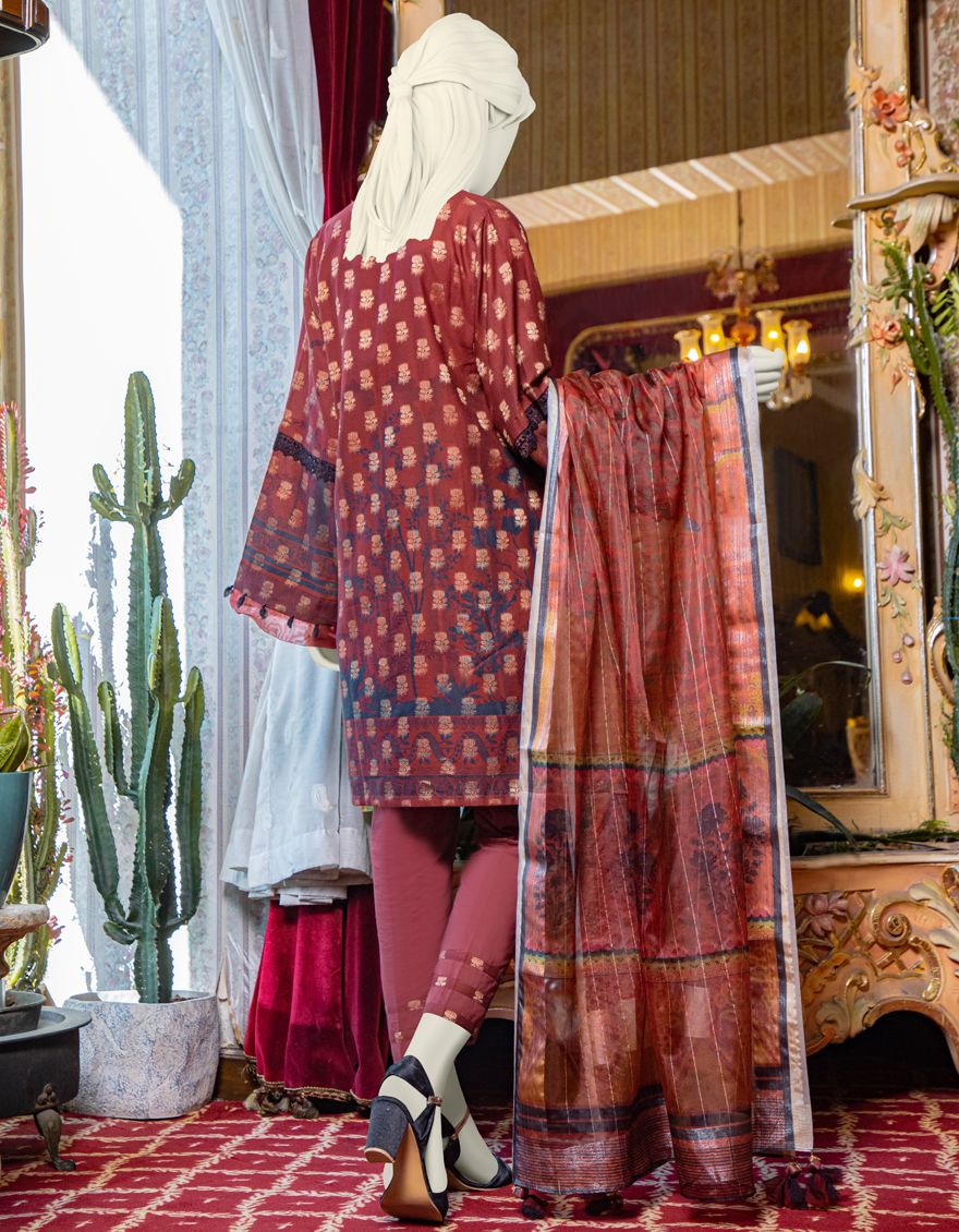 MAROON LAWN 3PC UNSTITCHED | JLAWN-S-US-21-247 BIR - Image 3