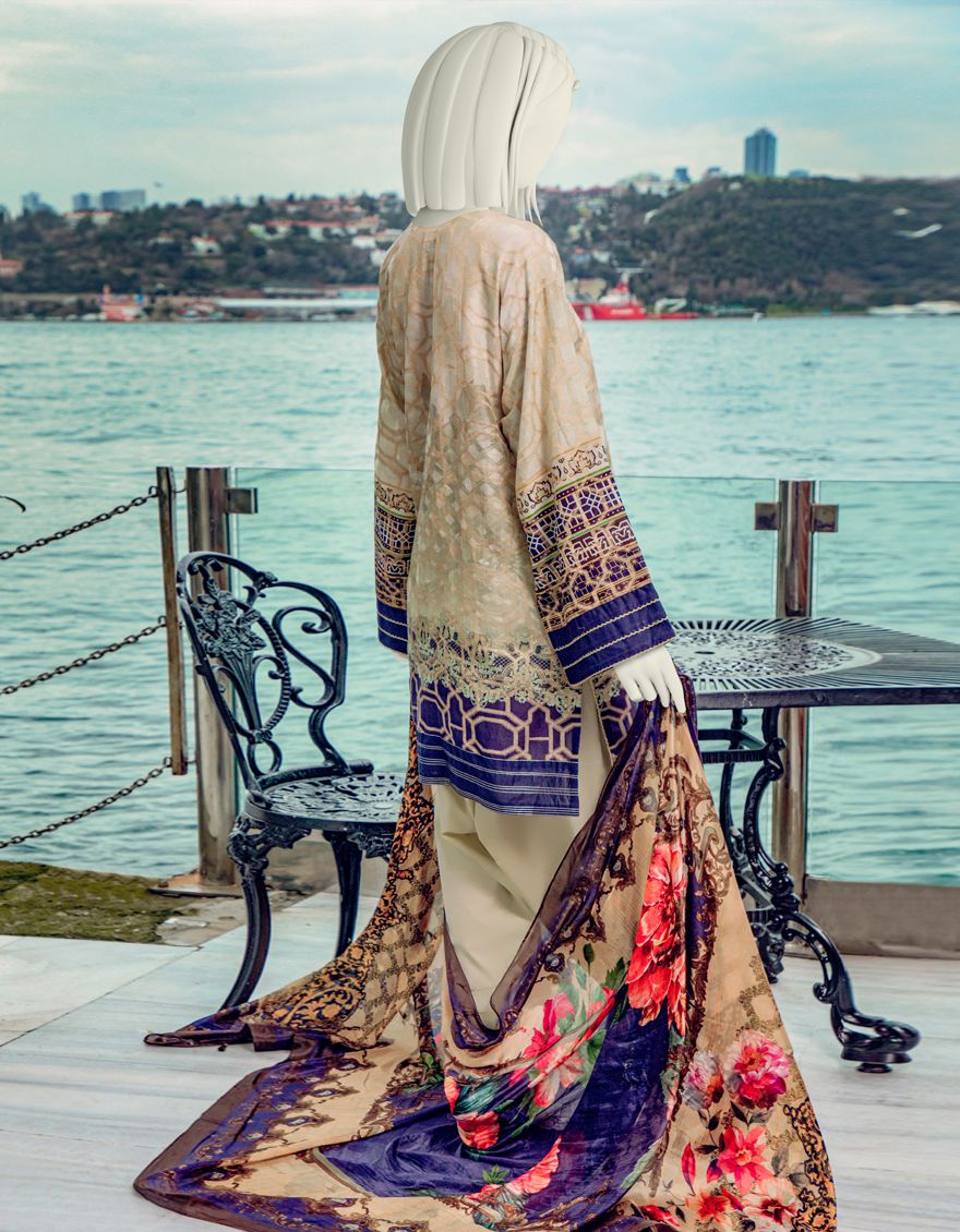 LIGHT GREEN JACQUARD 3PC UNSTITCHED | JLAWN-S-US-21-248 KAVEH - Image 3