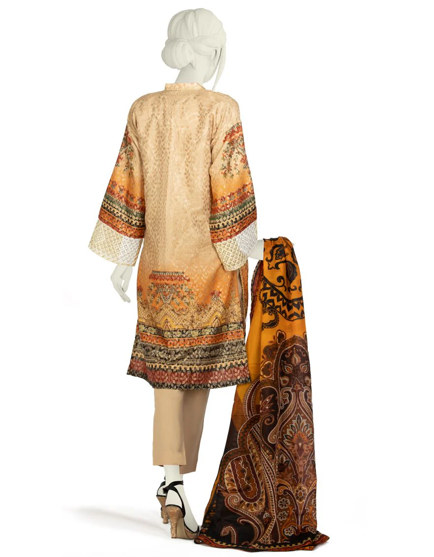 GOLDEN-BEIGE JACQUARD 3PC UNSTITCHED | JLAWN-S-US-21-250 MANELI - Image 3