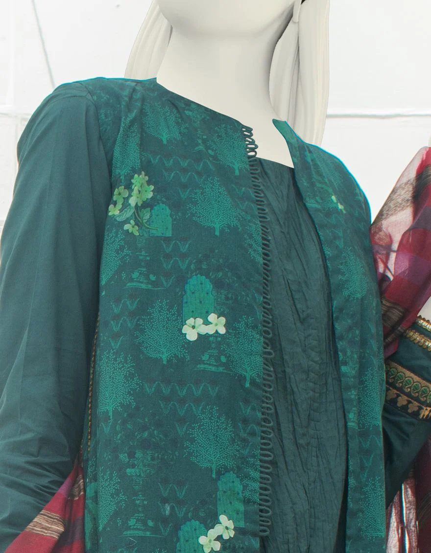 GREEN LAWN 3PC UNSTITCHED | JLAWN-S-US-21-251 ZEENAT MAHAL - Image 2