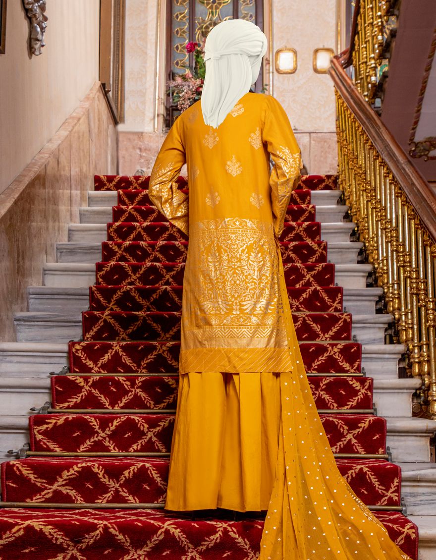 YELLOW LAWN 3PC UNSTITCHED | JLAWN-S-US-21-255 YELLOW - Image 3
