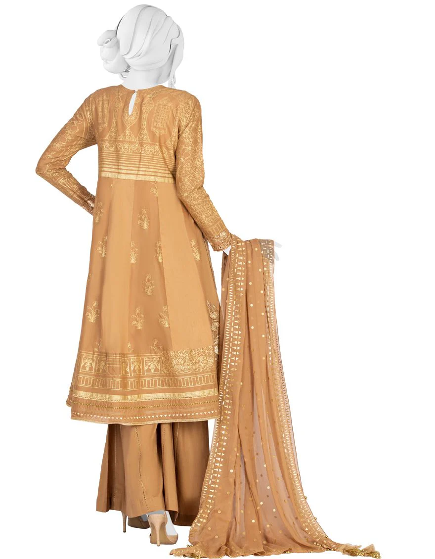 BLACK GRAPE LAWN 3PC UNSTITCHED | JLAWN-S-US-21-256 BEIGE - Image 3
