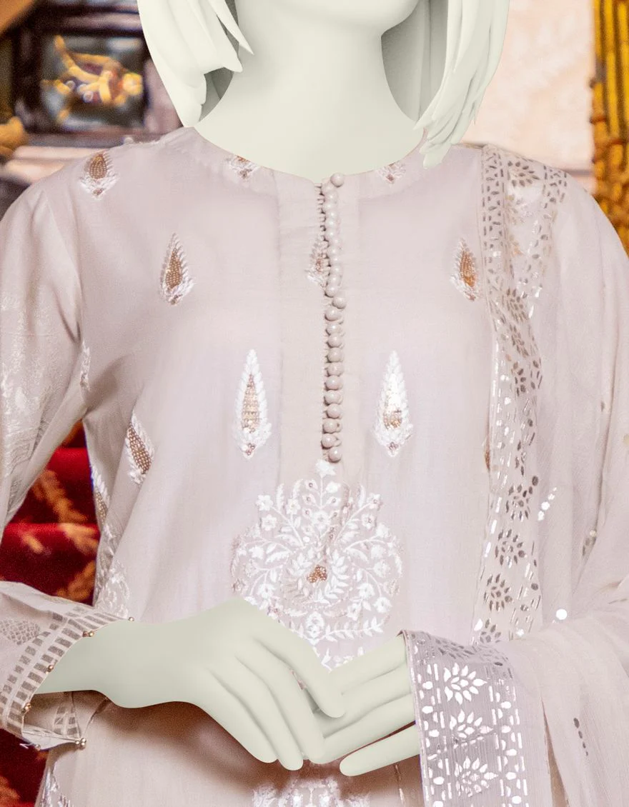 OFF WHITE LAWN 3PC UNSTITCHED | JLAWN-S-US-21-257 OFF WHITE - Image 2