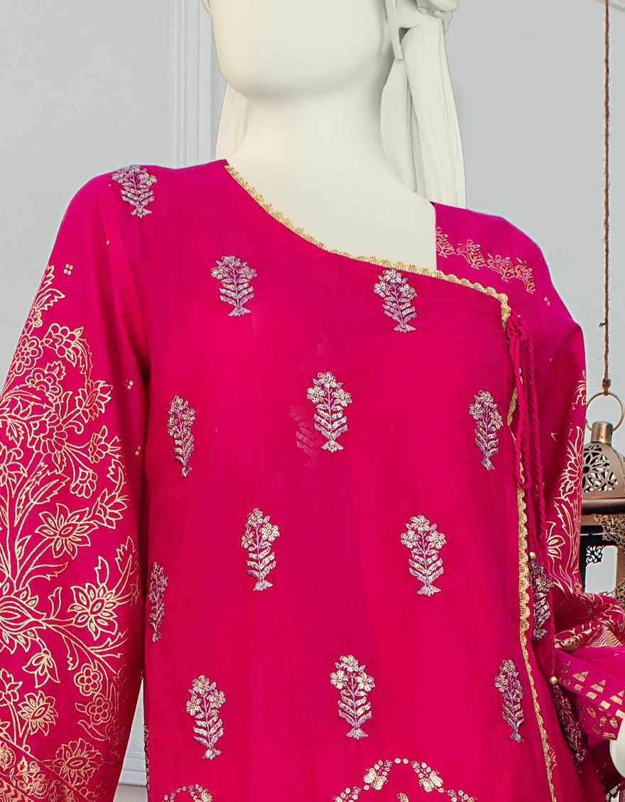 PINK JACQUARD 3PC UNSTITCHED | JLAWN-S-US-21-258 PINK - Image 2