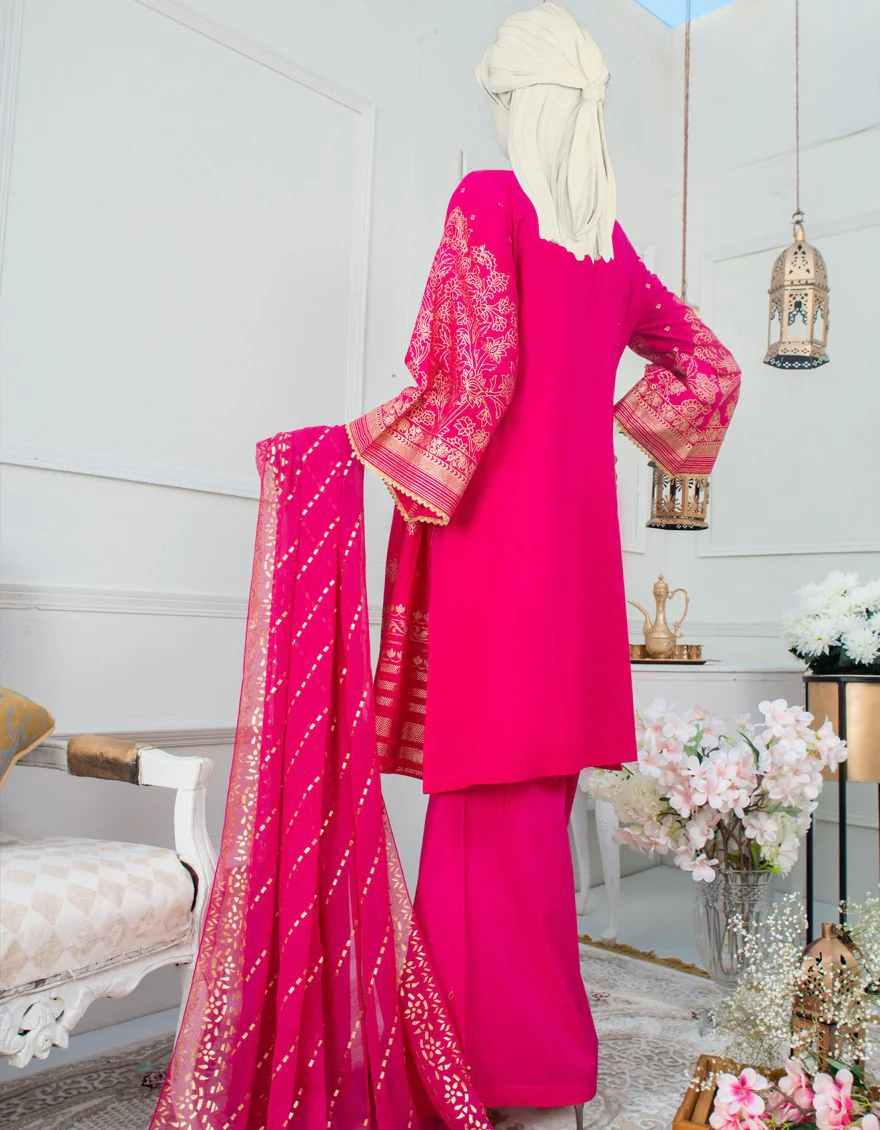 PINK JACQUARD 3PC UNSTITCHED | JLAWN-S-US-21-258 PINK - Image 3