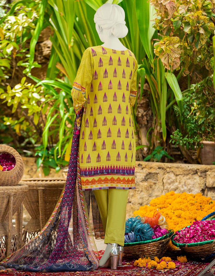 GREEN LAWN 3PC UNSTITCHED | JLAWN-S-US-21-271 KINGRI - Image 3