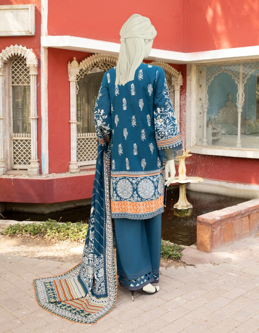 BLUE LAWN 3PC UNSTITCHED | JLAWN-S-US-21-274 MEHAR - Image 2