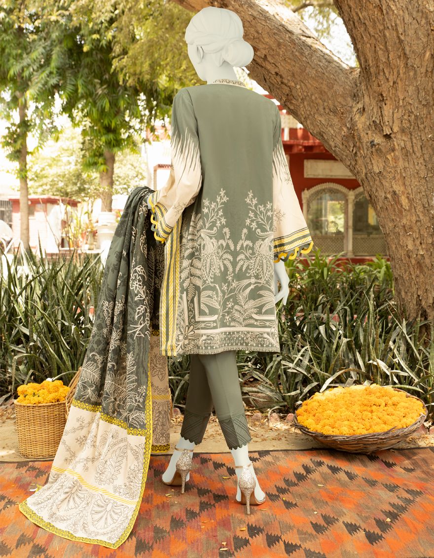 GREEN LAWN 3PC UNSTITCHED | JLAWN-S-US-21-275 ROMA - Image 2