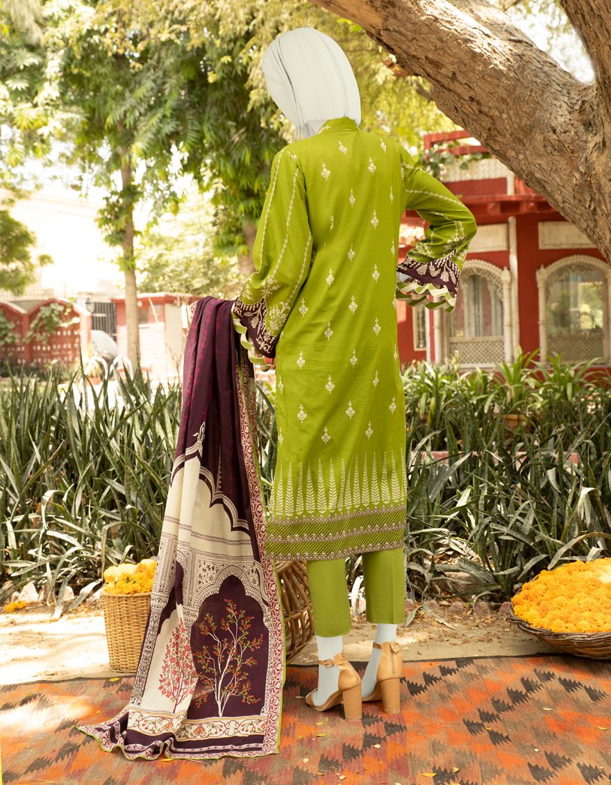 GREEN LAWN 3PC UNSTITCHED | JLAWN-S-US-21-276 KINARE - Image 3