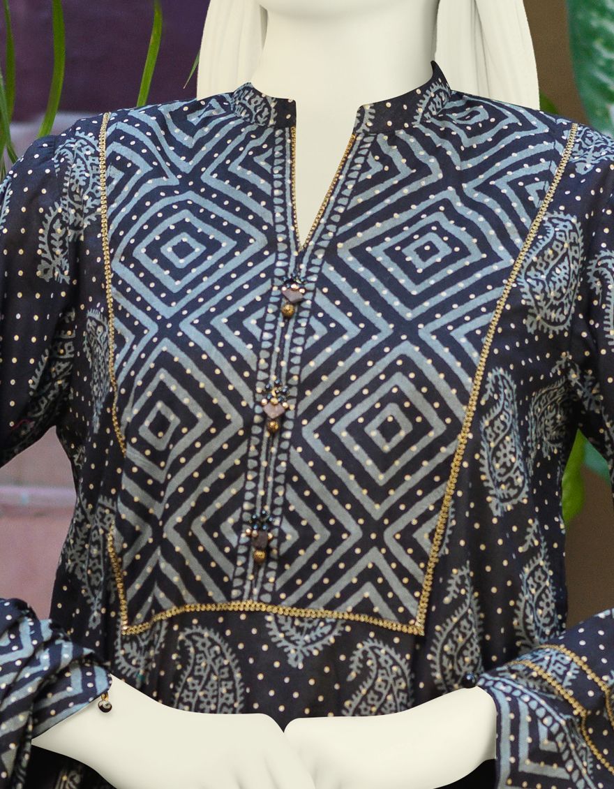 DARK BROWN LAWN 3PC UNSTITCHED | JLAWN-S-US-21-278 ISABIS - Image 2