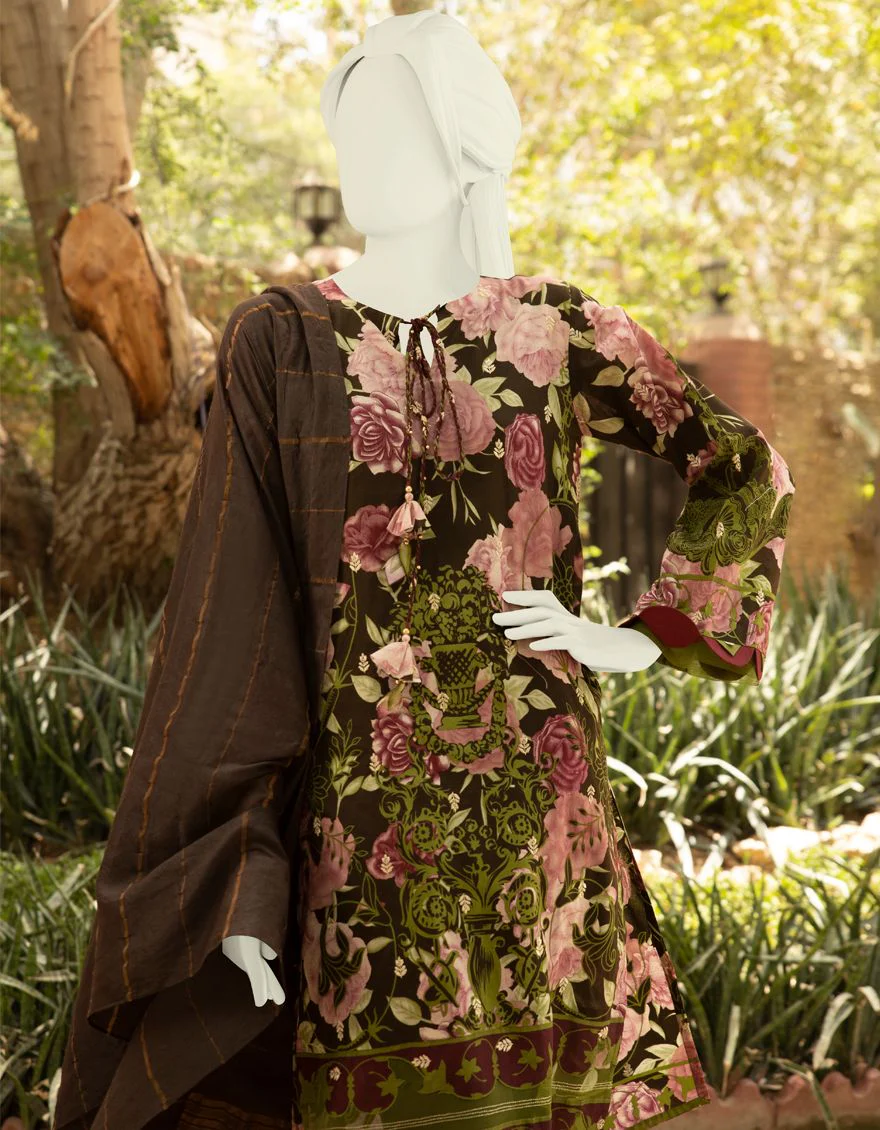 BROWN LAWN 3PC UNSTITCHED | JLAWN-S-US-21-283 POURPRE - Image 2