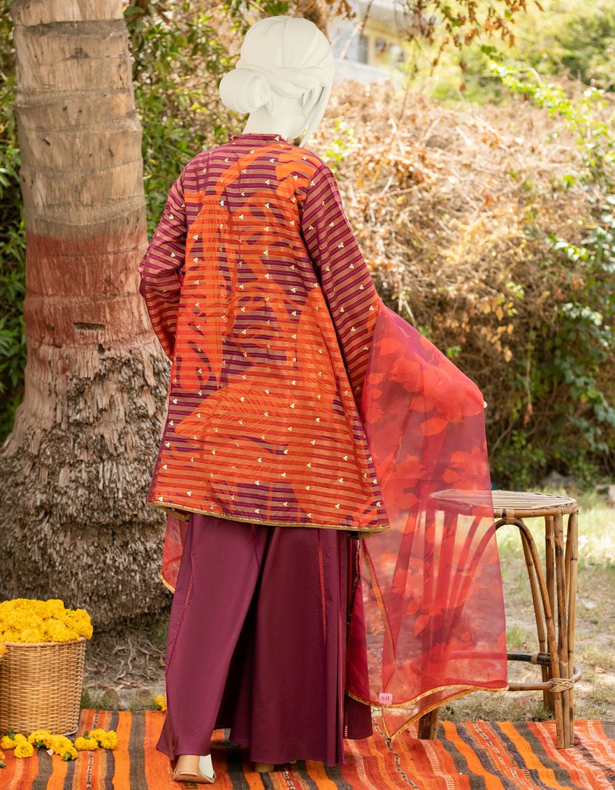 MAROON-ORANGE ZARI 3PC UNSTITCHED | JLAWN-S-US-21-286 DMITRY - Image 2