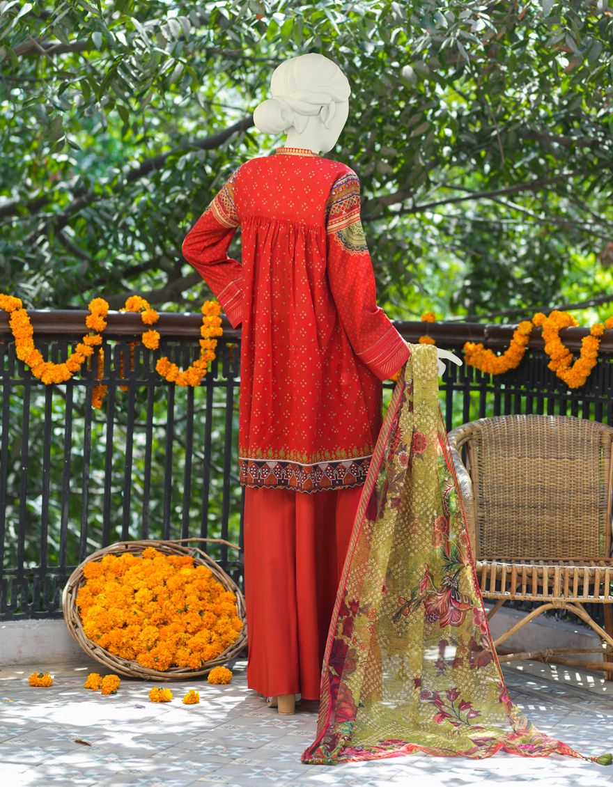 RUST LAWN 3PC UNSTITCHED | JLAWN-S-US-21-290 CHUNRI - Image 2