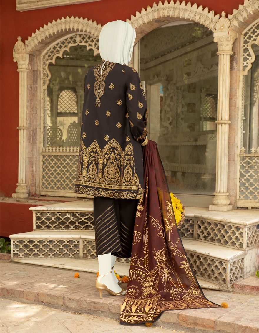 BLACK LAWN 3PC UNSTITCHED | JLAWN-S-US-21-300 ANTONY - Image 2