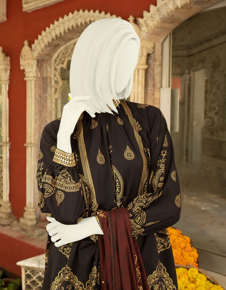 BLACK LAWN 3PC UNSTITCHED | JLAWN-S-US-21-300 ANTONY - Image 4