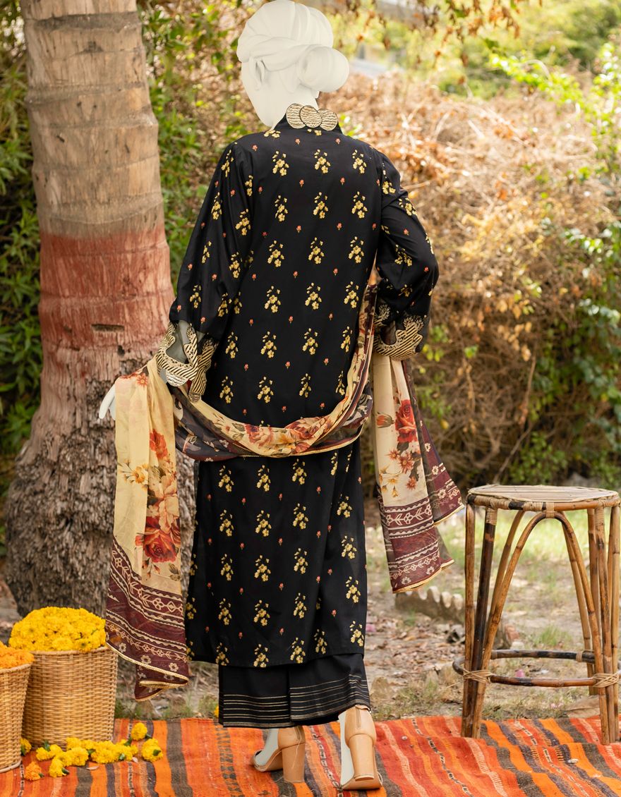 BLACK LAWN 3PC UNSTITCHED | JLAWN-S-US-21-301 MERCI - Image 2