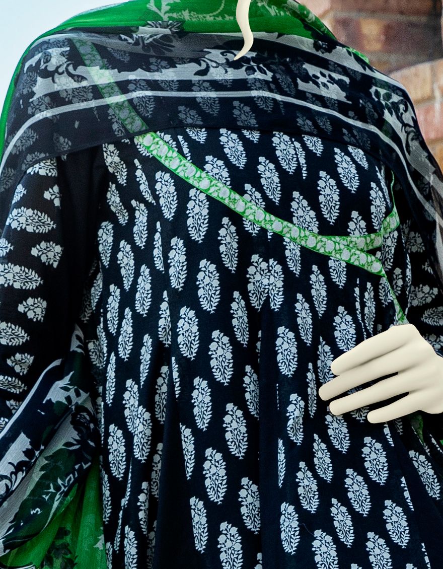 BLACK-WHT STP LAWN 3PC UNSTITCHED | JLAWN-S-US-21-305 CRUZ - Image 3