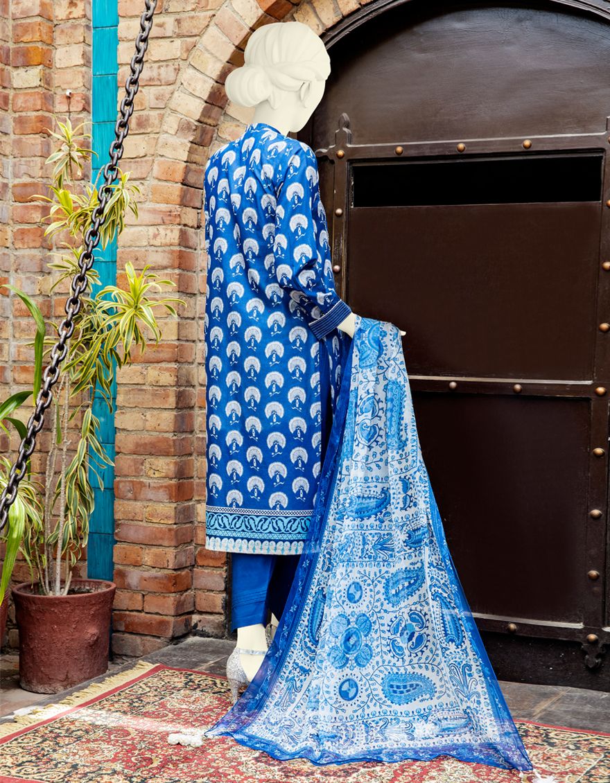 ROYAL BLUE LAWN 3PC UNSTITCHED | JLAWN-S-US-21-308 YAROSLAV - Image 2