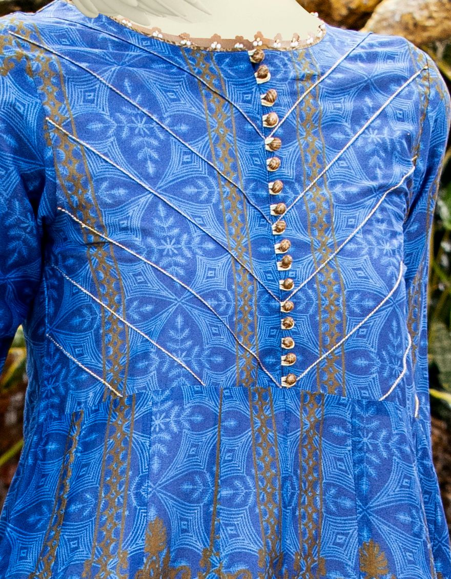 BLUE LAWN 3PC UNSTITCHED | JLAWN-S-US-21-315 BLUE N WHITE - Image 3